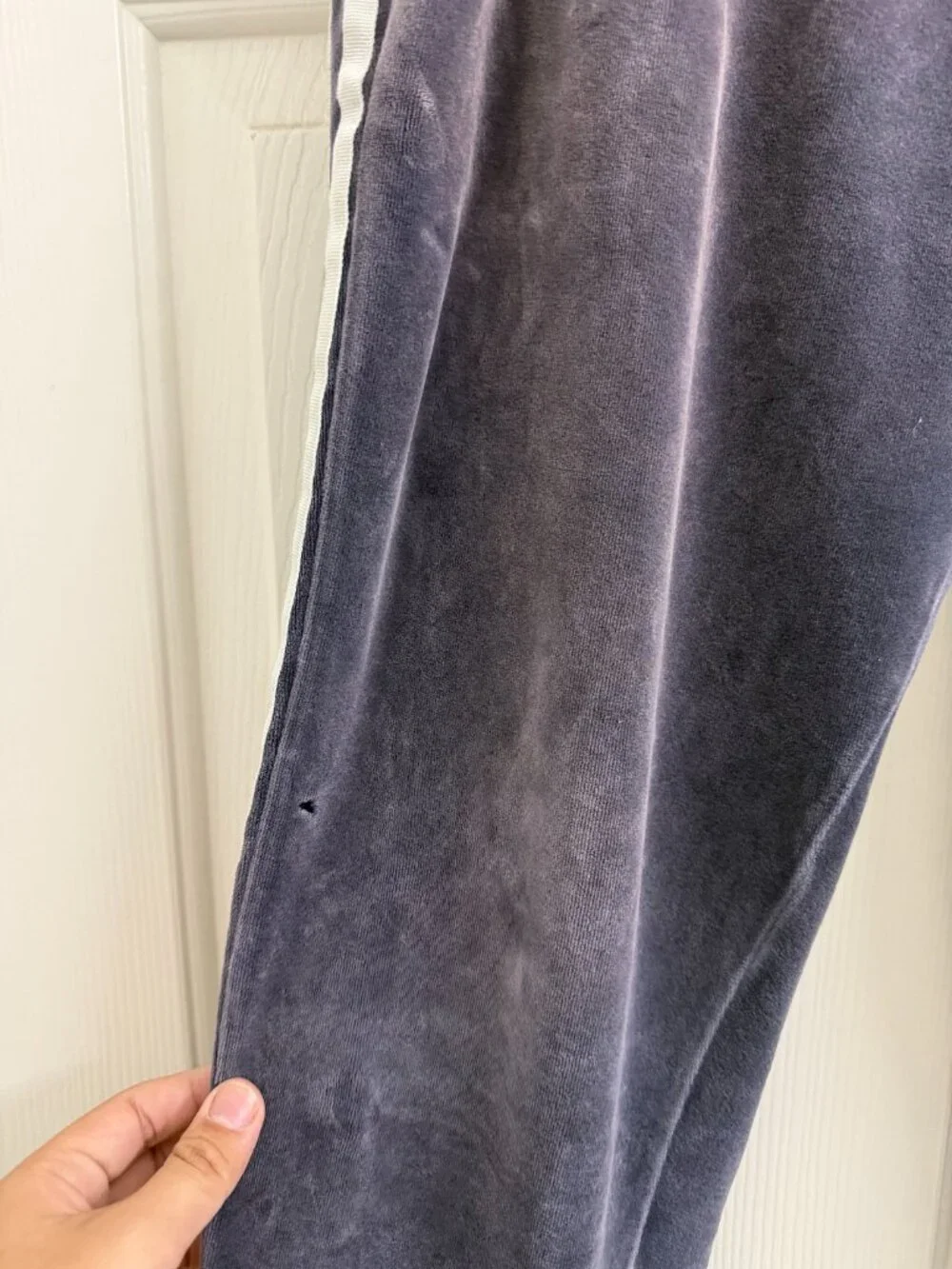 Adidas Originals Velour Track Pants Gray w/ 3 Stripes Size Medium